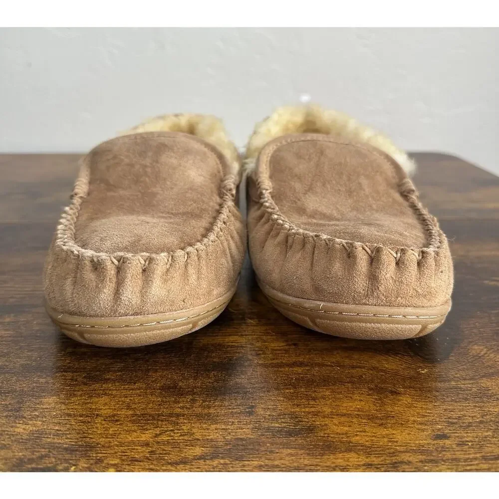 L.L. Bean Men’s Wicked Good Suede & Lamb Fur Slippers Venetian Loafers Size 10